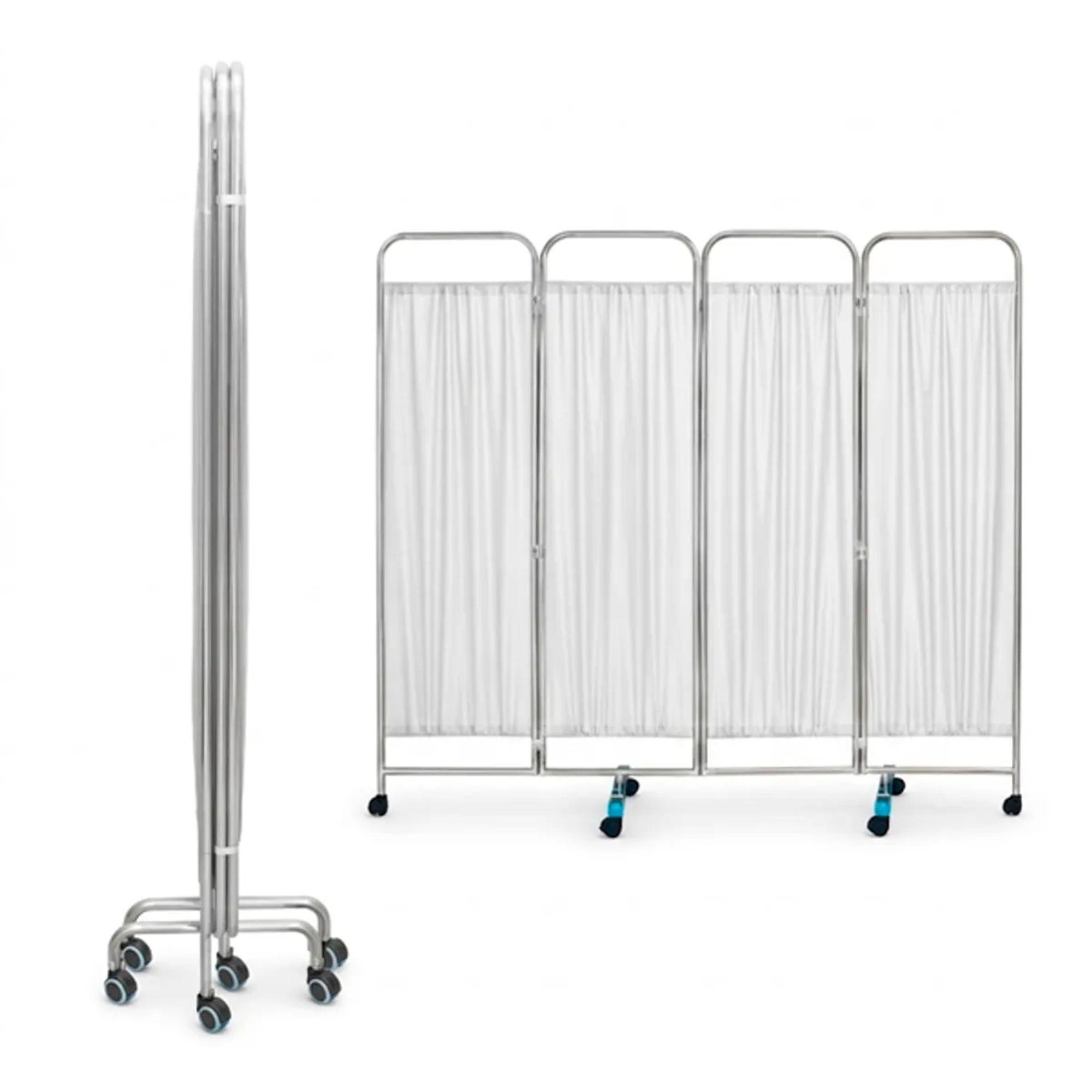 Biombo Clínico de 4 Cuerpos Acero Inoxidable Alto 180 cm – Sección 60 cm – Blanco JD-FS02 -1