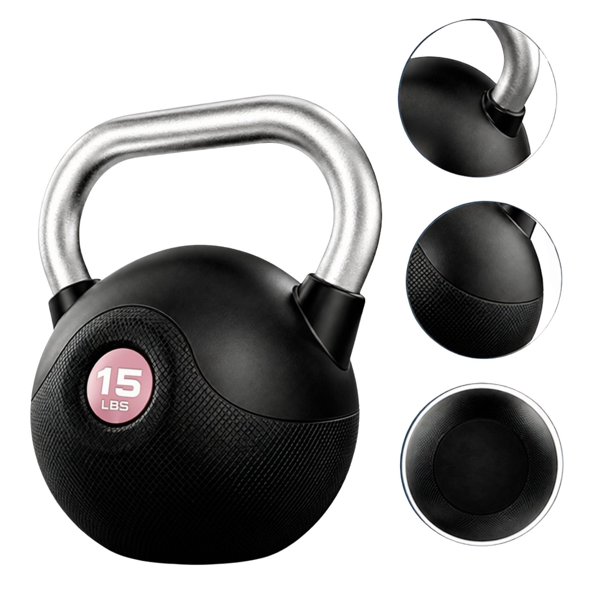 Kettlebell Pesa Rusa MarcyPro Poly Urethane Coated Chromed 15 LB / 6.8 KG - 015-PINK  -3