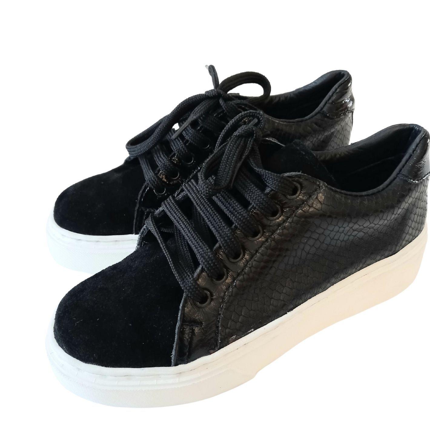 Zapatilla Urbana Mujer Plataforma Cuero Acharolado-2