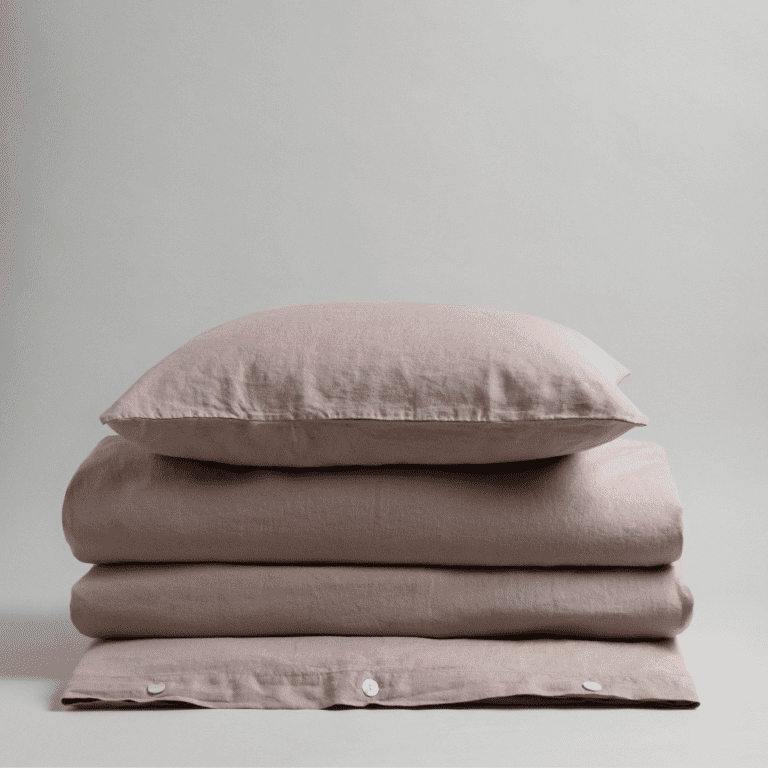 Funda Plumón Lino con cierre de botones Palo Rosa-0