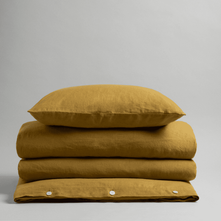 Funda Plumón Lino con cierre de botones Mostaza-0