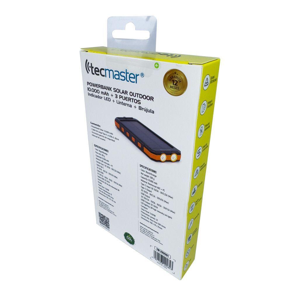 TECMASTER POWERBANK SOLAR 10 000 MAH OUTDOOR 3 PUERTOS-1