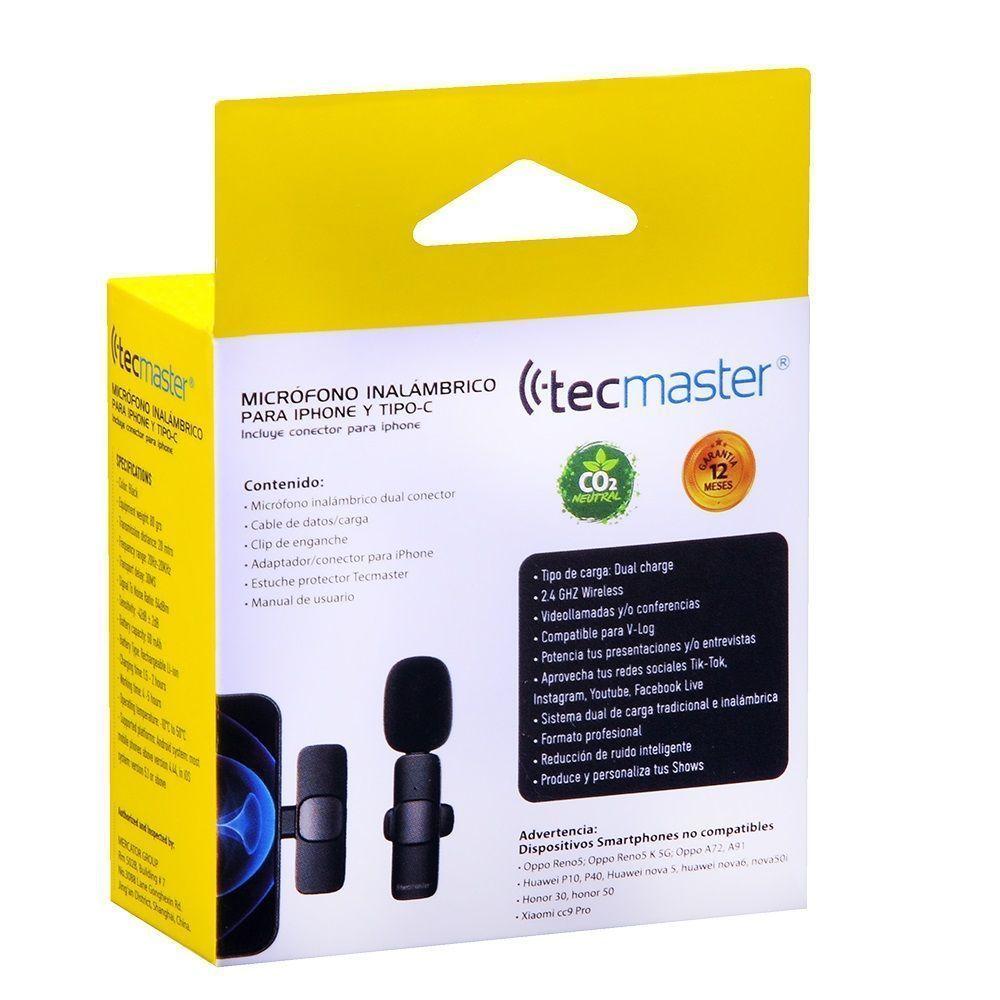 Microfono Inalambrico Para iPhone iPad Y Android Tecmaster Color Negro-4