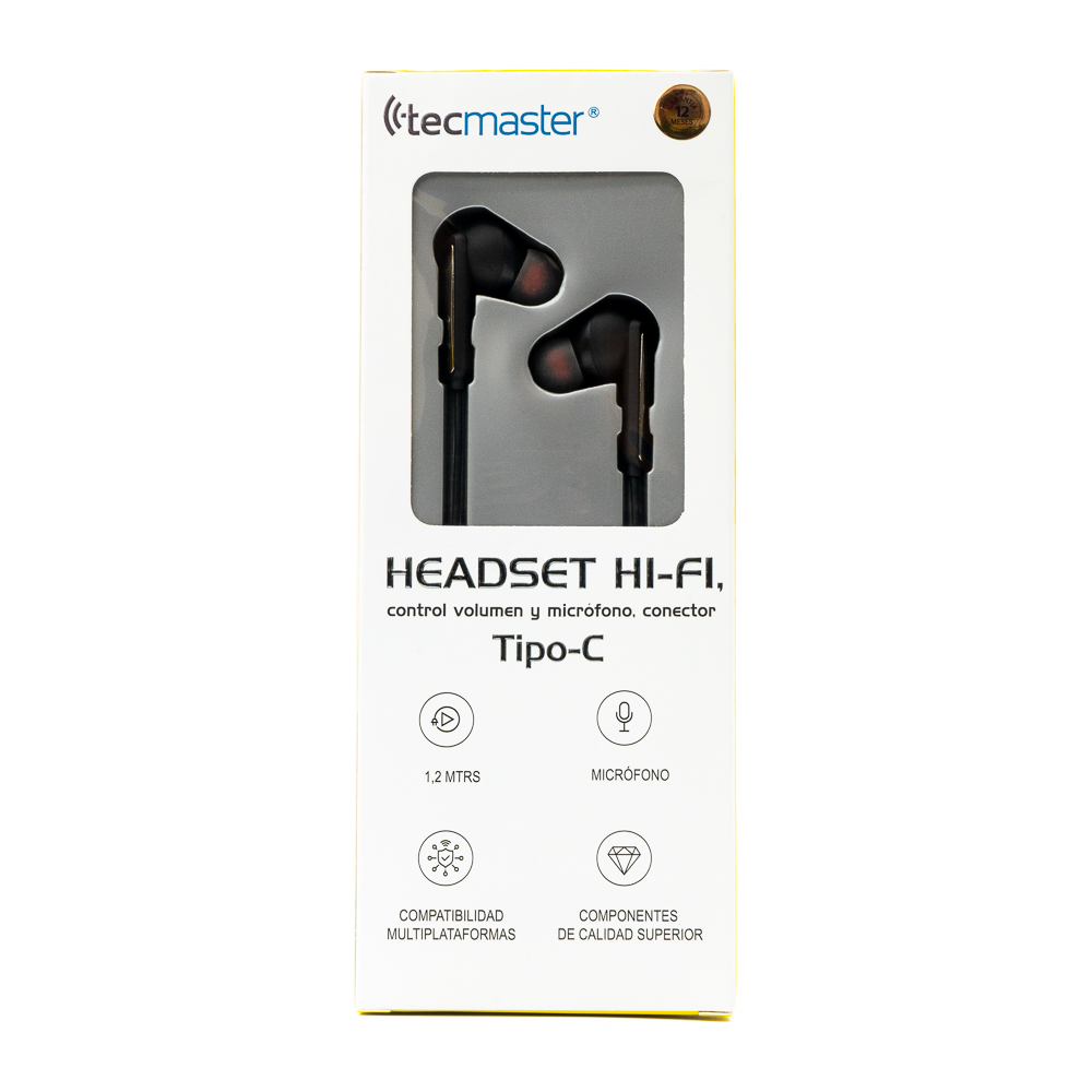 HEADSET 1.2 MT STEREO MICROFONO INTEGRADO Y CONTROL DE LLAMADAS TIPO C-0