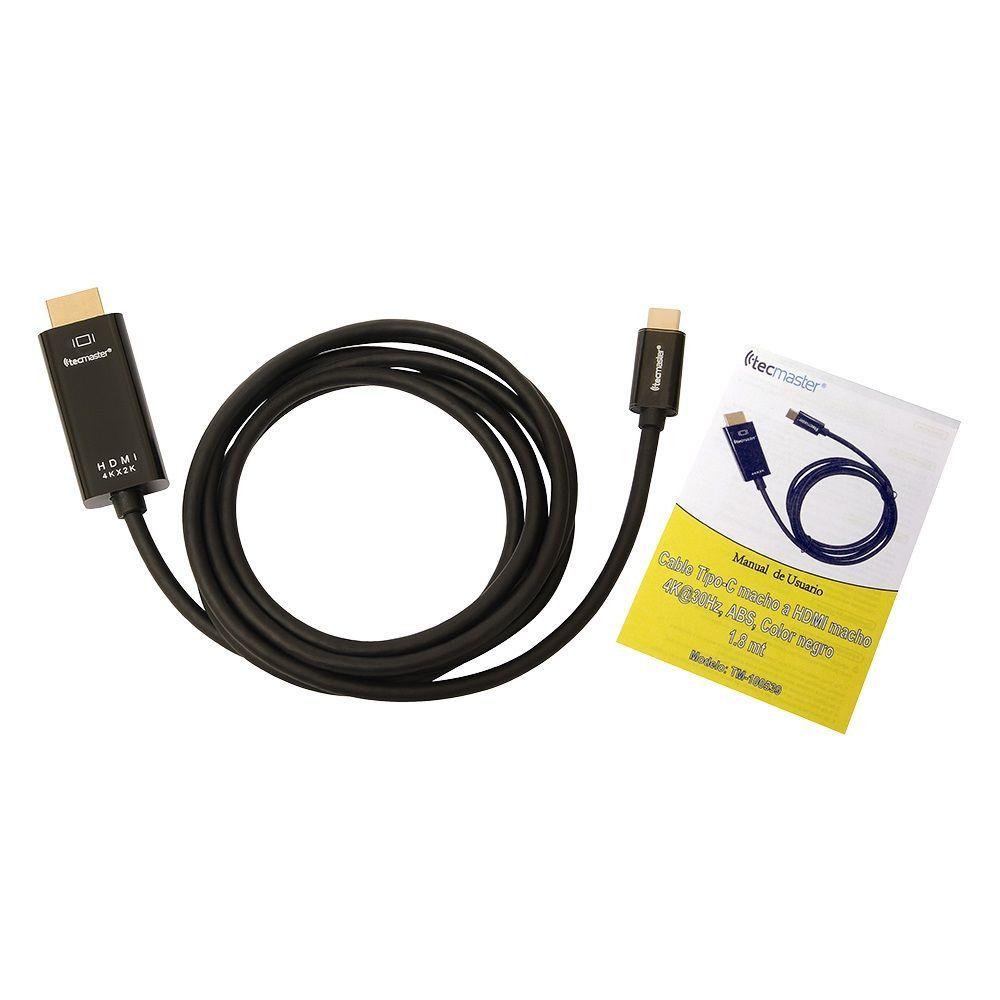 TECMASTER CABLE 1 8 MTRS TYPE C MACHO A HDMI MACHO 4K NEGRO-4