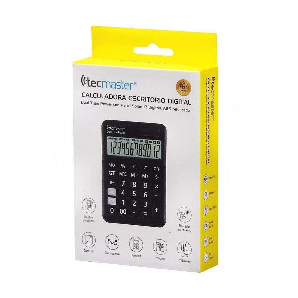 TECMASTER CALCULADORA CON PANEL SOLAR 12 D GITOS COLOR NEGRO-0