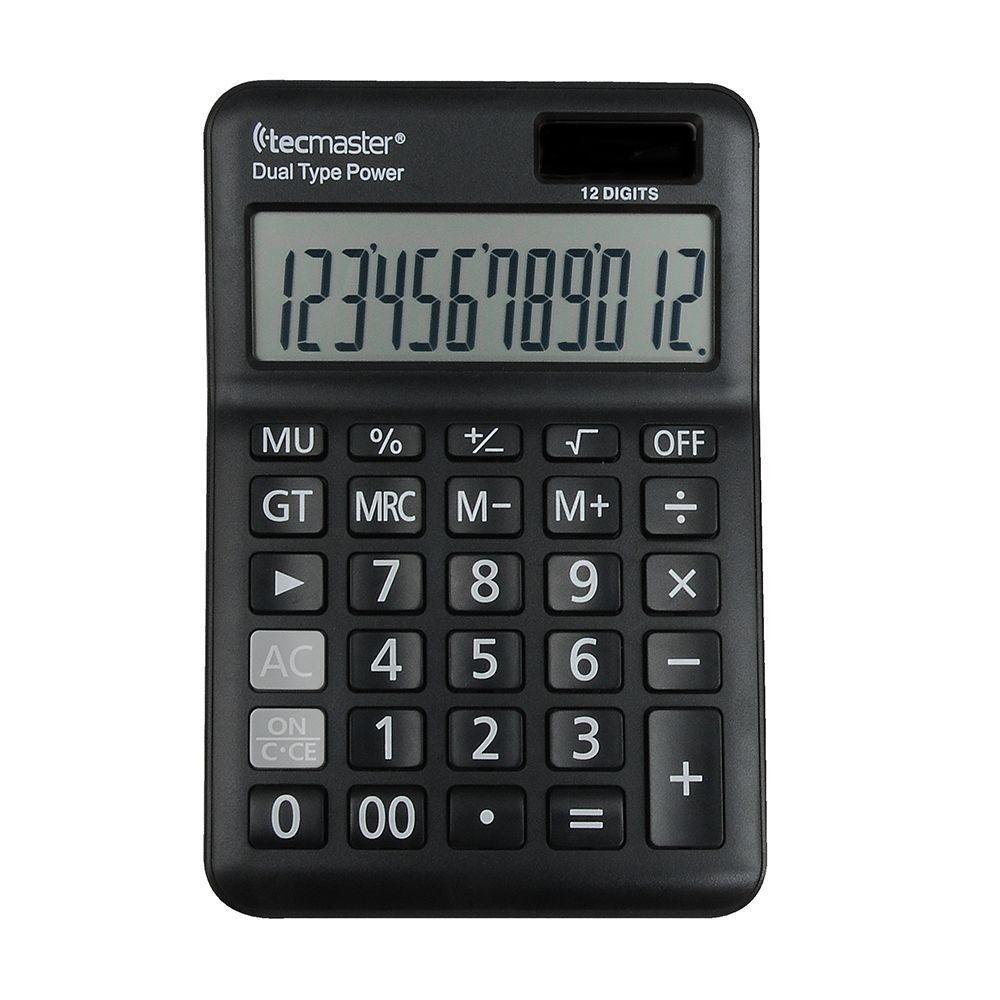 TECMASTER CALCULADORA CON PANEL SOLAR 12 D GITOS COLOR NEGRO-3