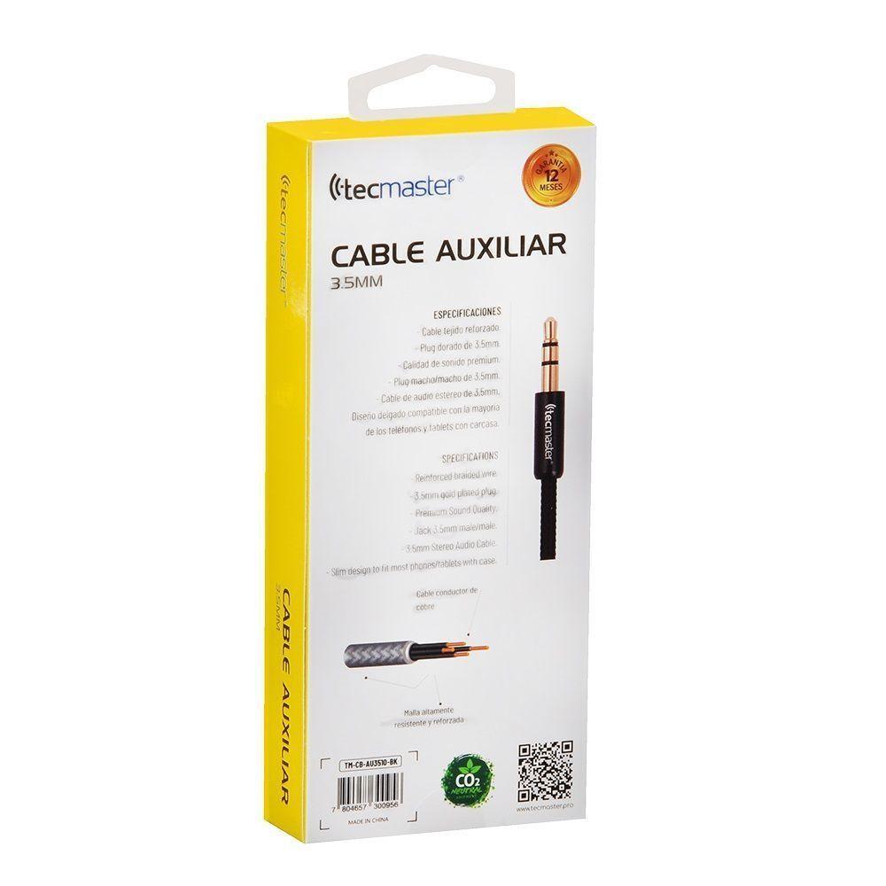 TECMASTER CABLE AUDIO 3 5 MM DE 1.8 MTS TEXTIL BLACK-4