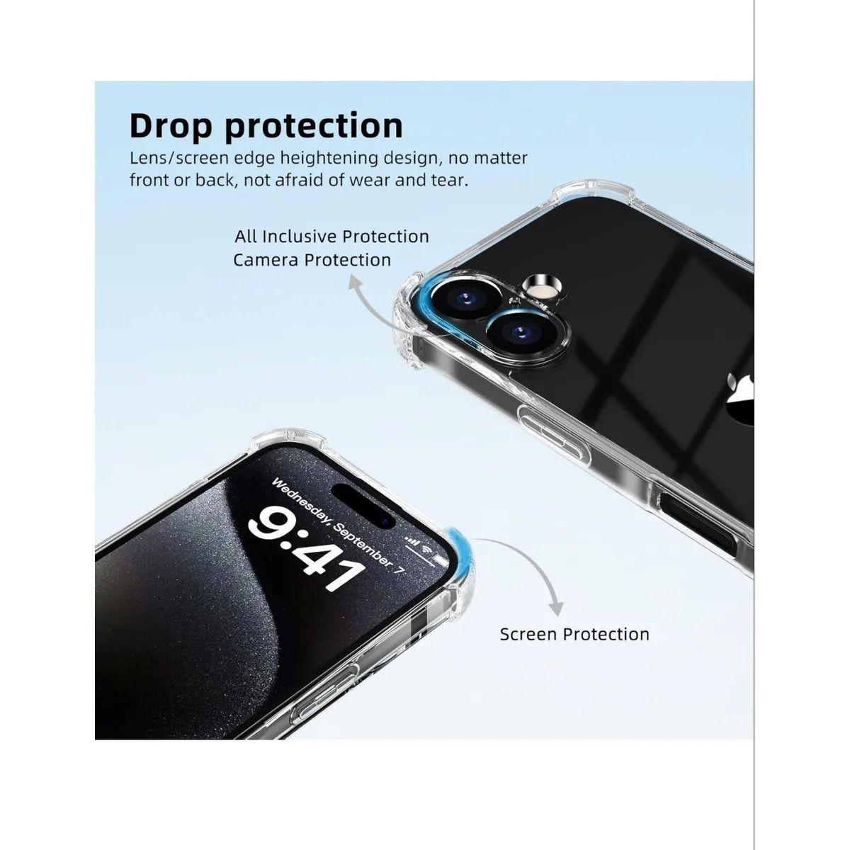 Carcasa iPhone 16 Transparente Antigolpes y Lamina-2