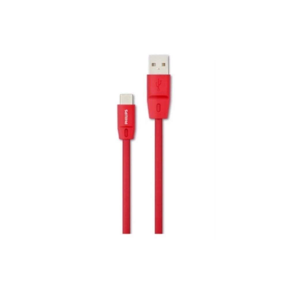 Cable USB A USB Tipo C 1.2Mts Rojo DLC2528C Philips-0