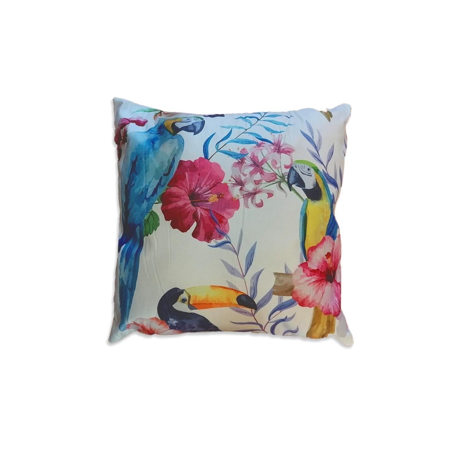 Pack 2 Cojin con relleno diseño aves tropicales-1