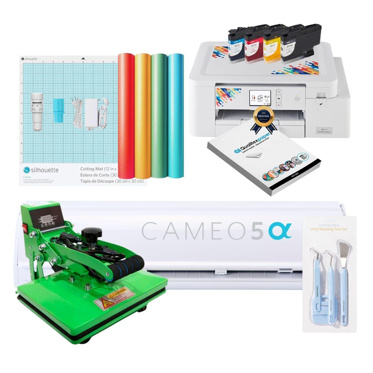 KIT INICIO CAMEO 5 ALFA WHITE + ESTAMPADORA 20CMx30CM + IMPRESORA SUBLIMACION BROTHER-0