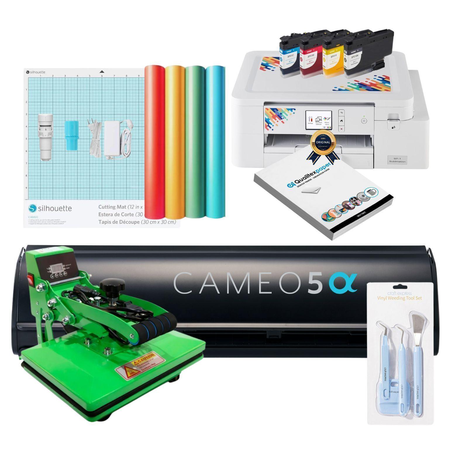 KIT INICIO CAMEO 5 ALFA BLACK + ESTAMPADORA 20CMx30CM + IMPRESORA SUBLIMACION BROTHER-0