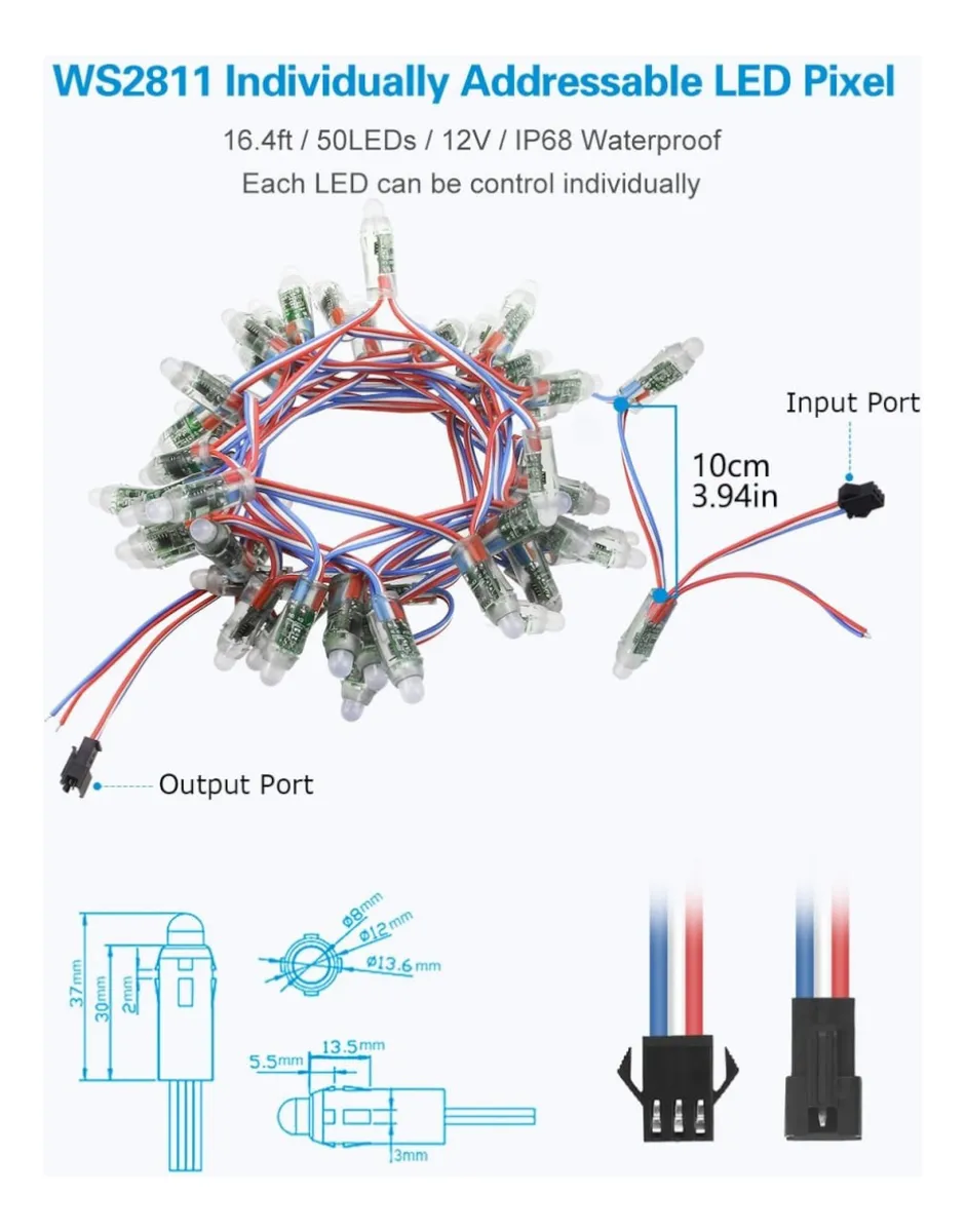 Led Pixel Digital WS2811 RGB 12V 15W con Control Remoto-3