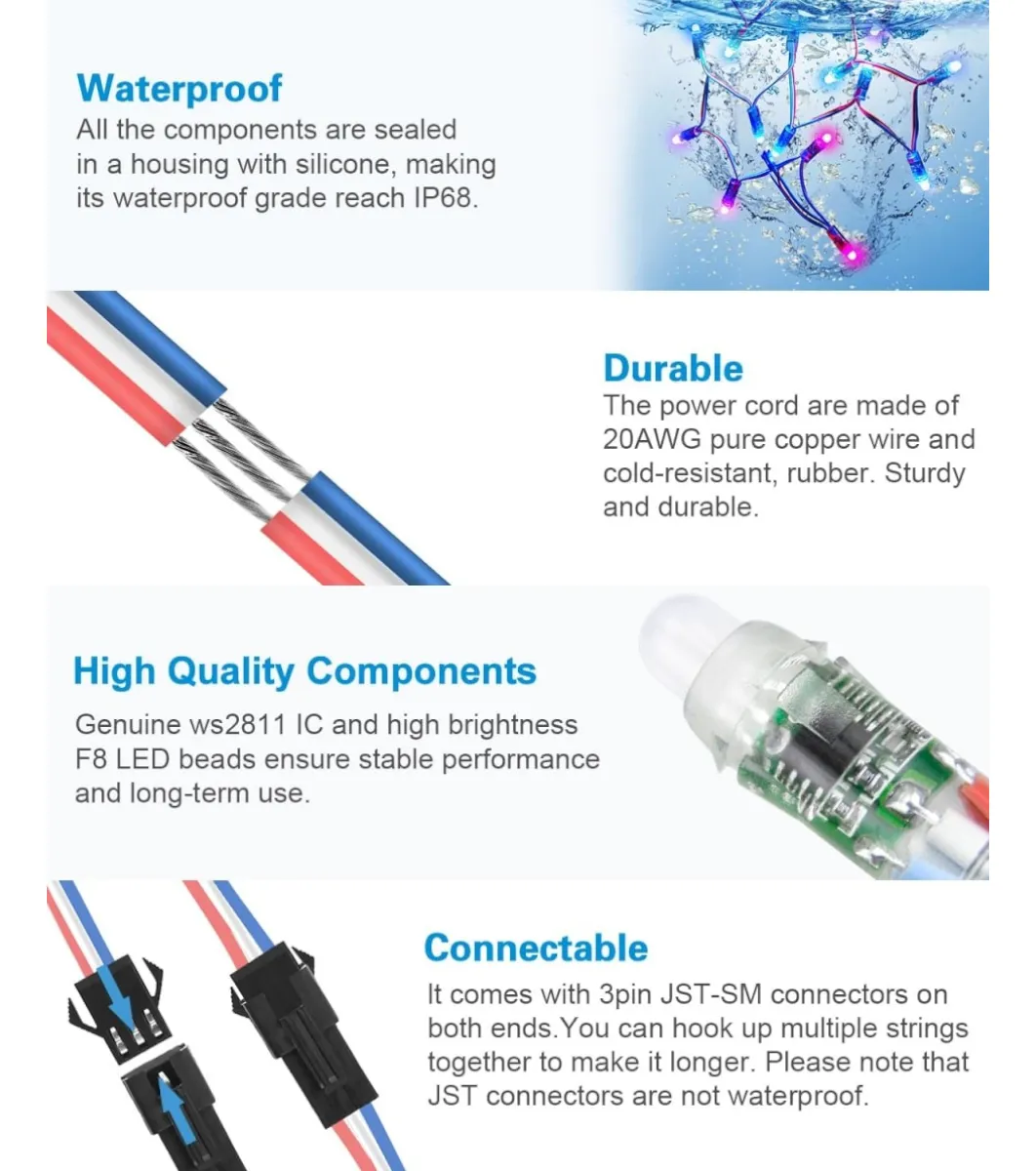 Led Pixel Digital WS2811 RGB 12V 15W con Control Remoto-4