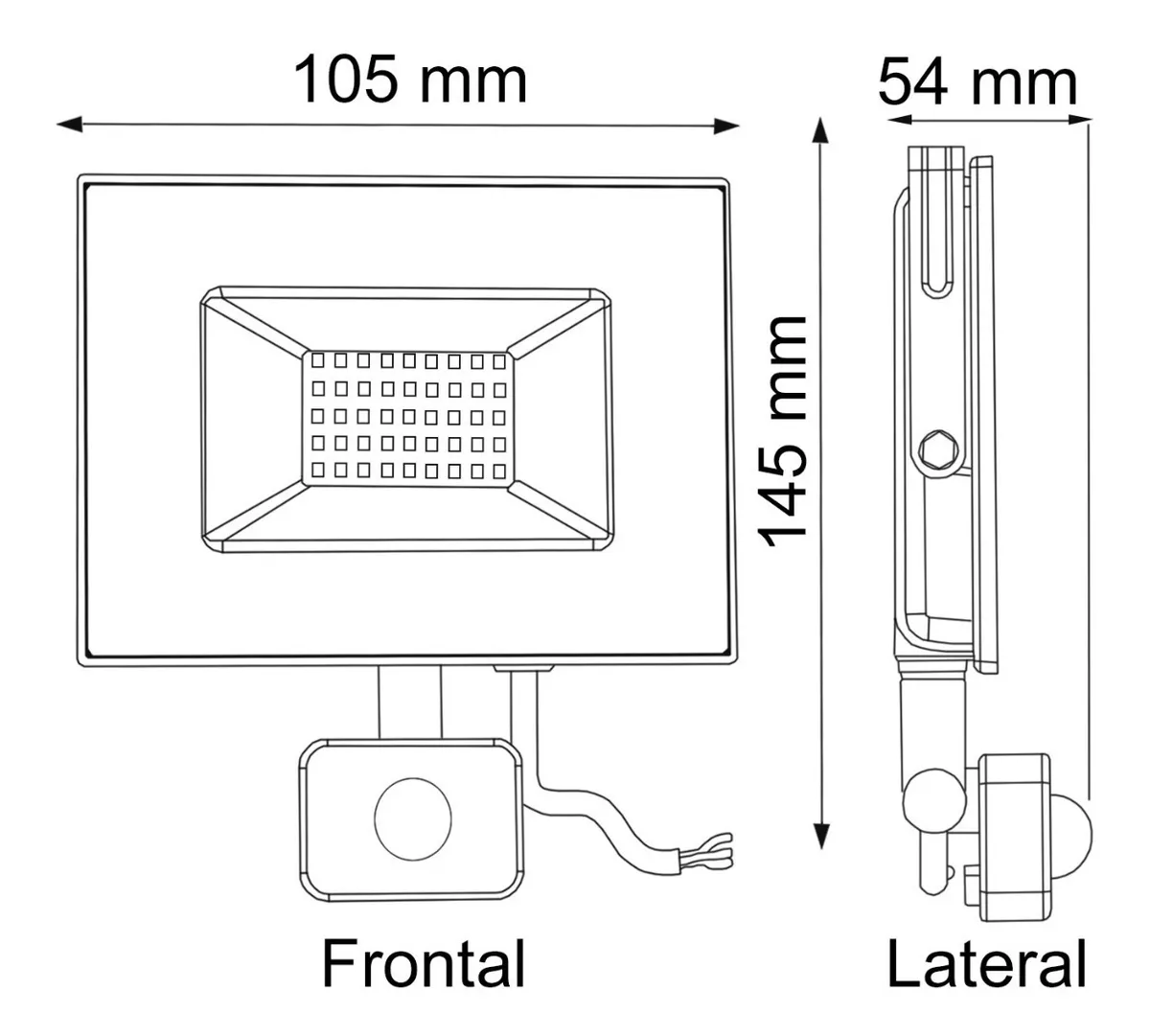 2 Focos Proyector De area Led Con Sensor 10w Smd 3000k SEC-2