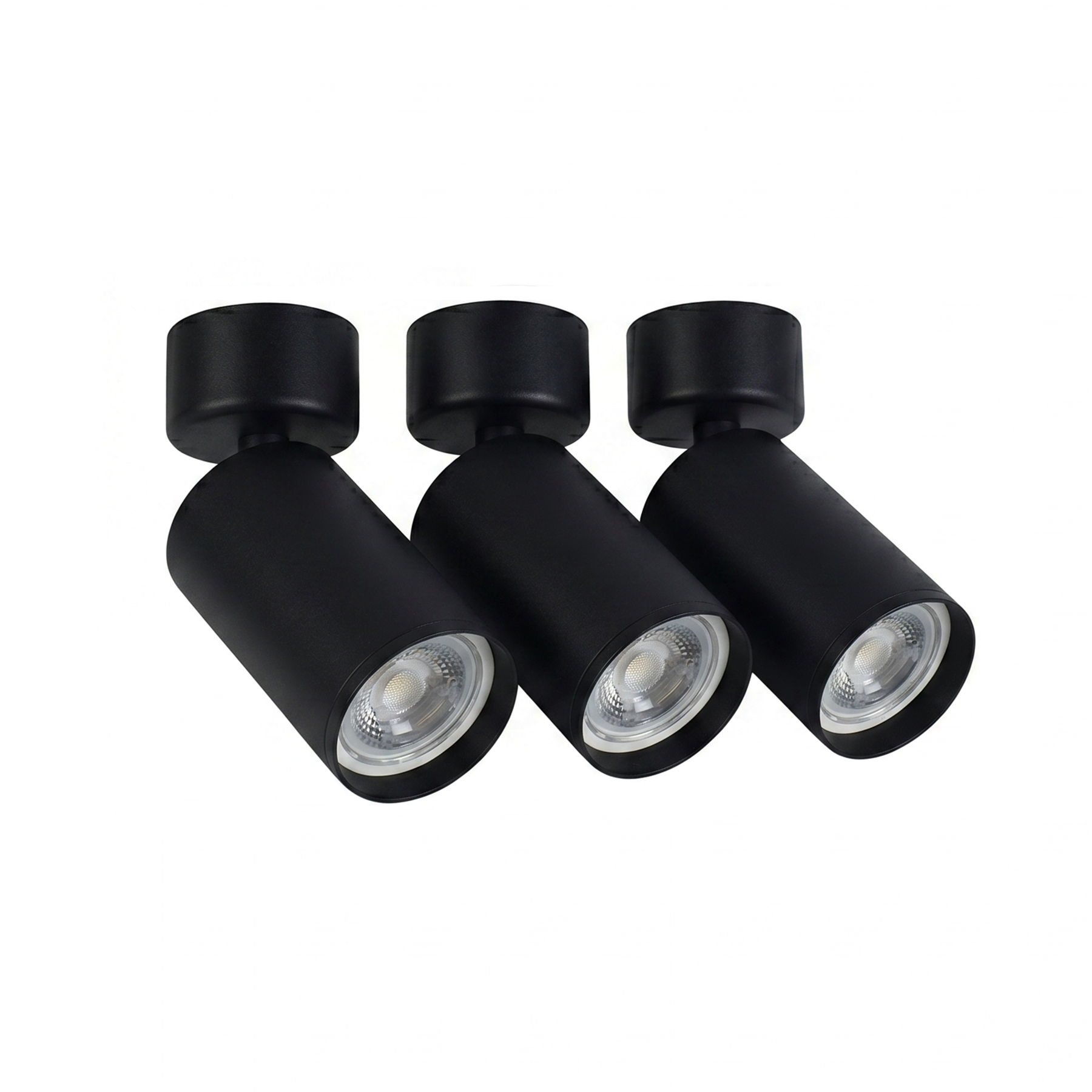 3 Foco Cilindro Sobrepuesto Dirigible Negro Luz Neutra gu10-0