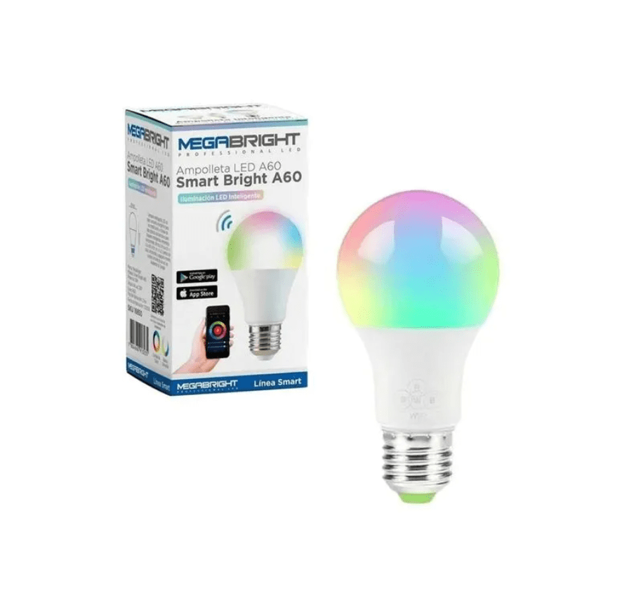 Ampolleta Smart Bright 10W RGB 2700K a 6500K E27 A60 WiFi Dimeable-0