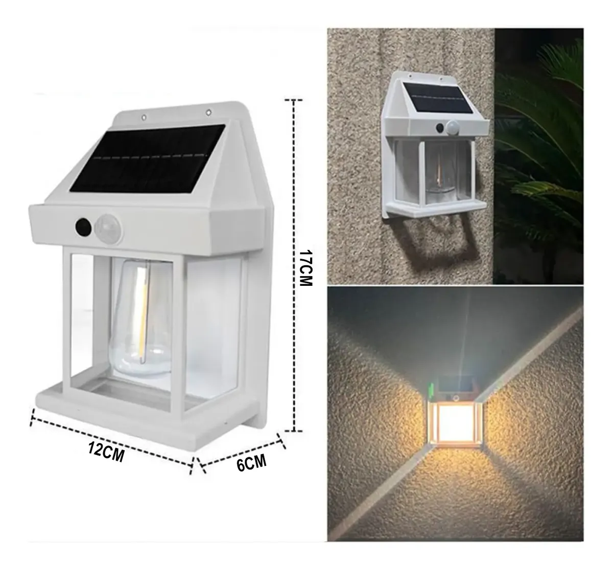 4 Aplique de Muro Solar Blanco con Sensor Luz Calida-2