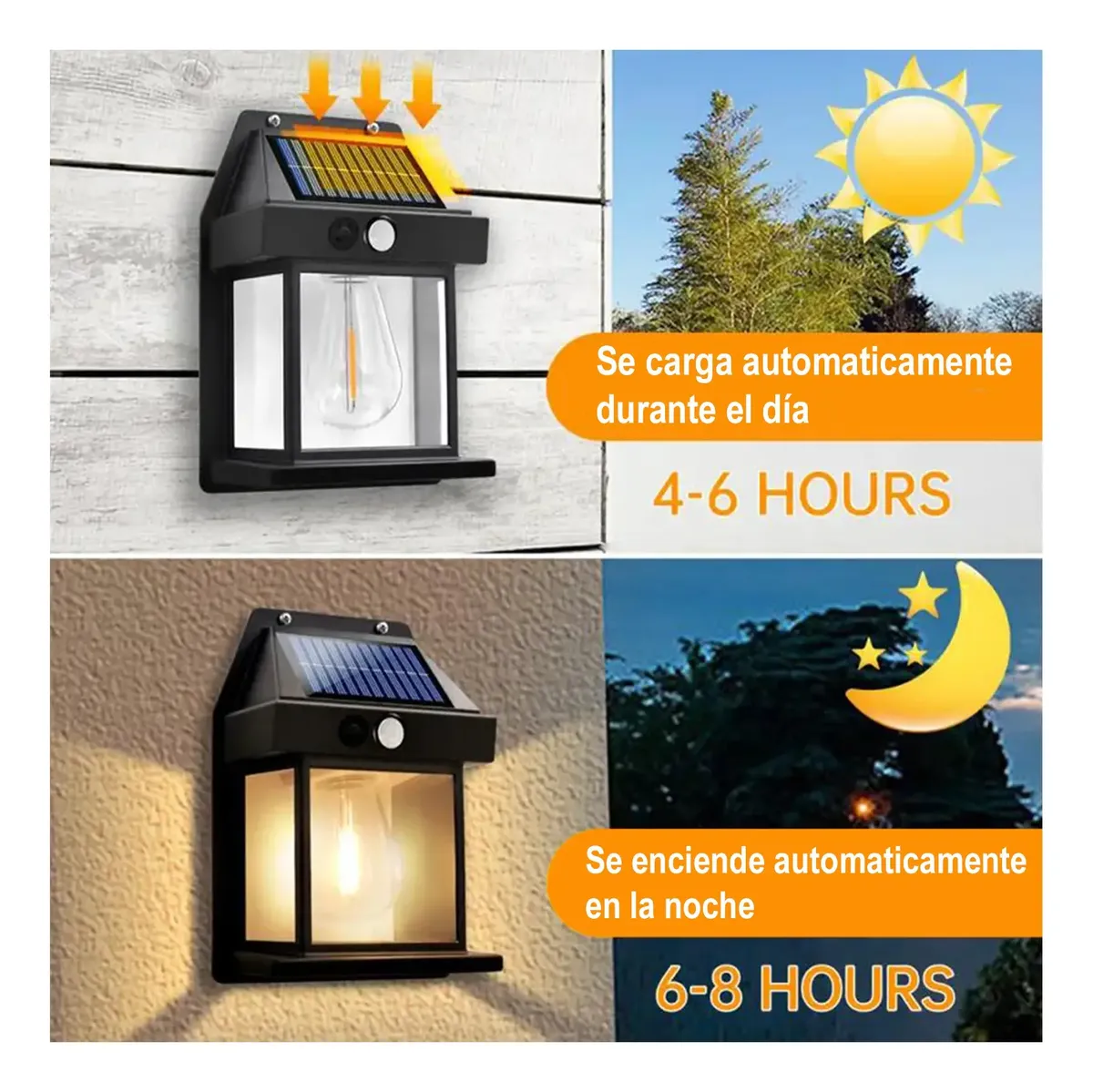 4 Aplique de Muro Solar Blanco con Sensor Luz Calida-3