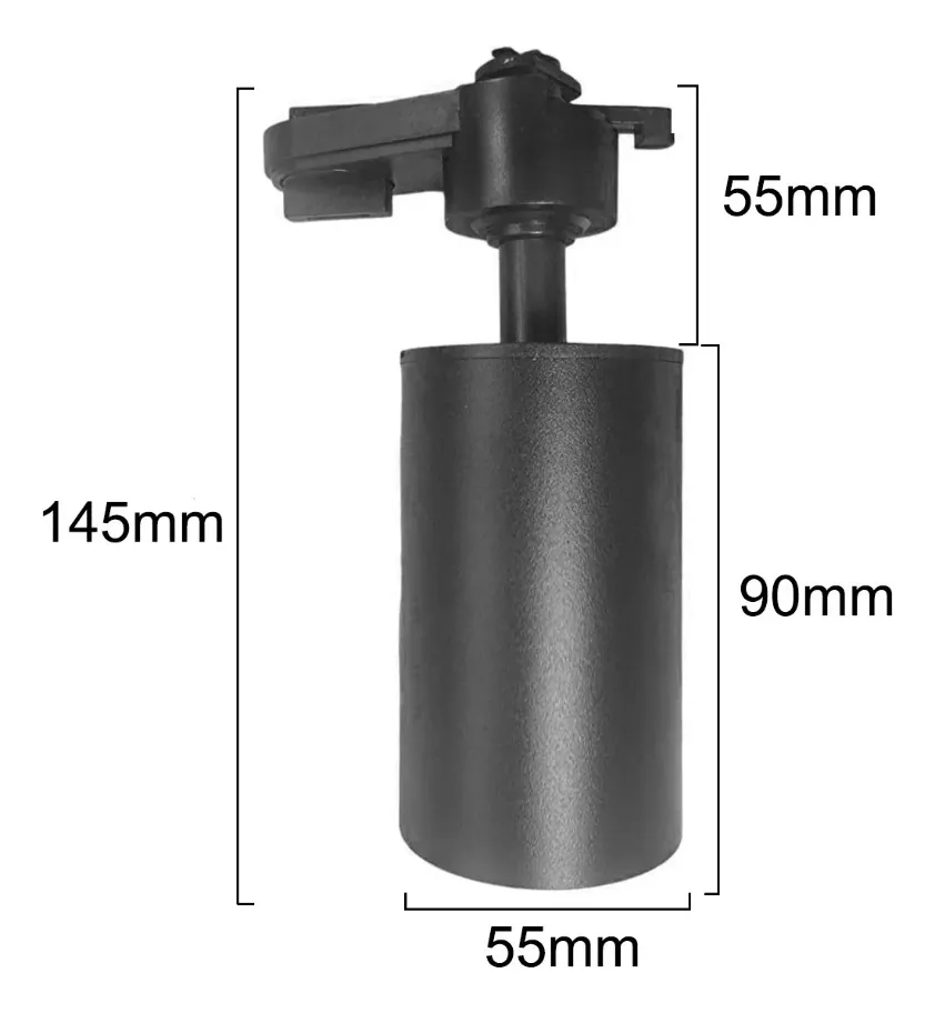 Riel Monofasico 50cm Profesional Negro Con 3 Focos Luz Calida-2