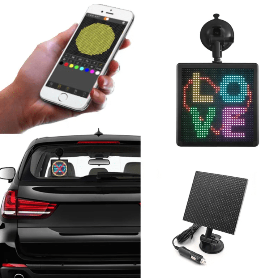 Letrero Led Mini Cuadrado Programable P/ Auto-1