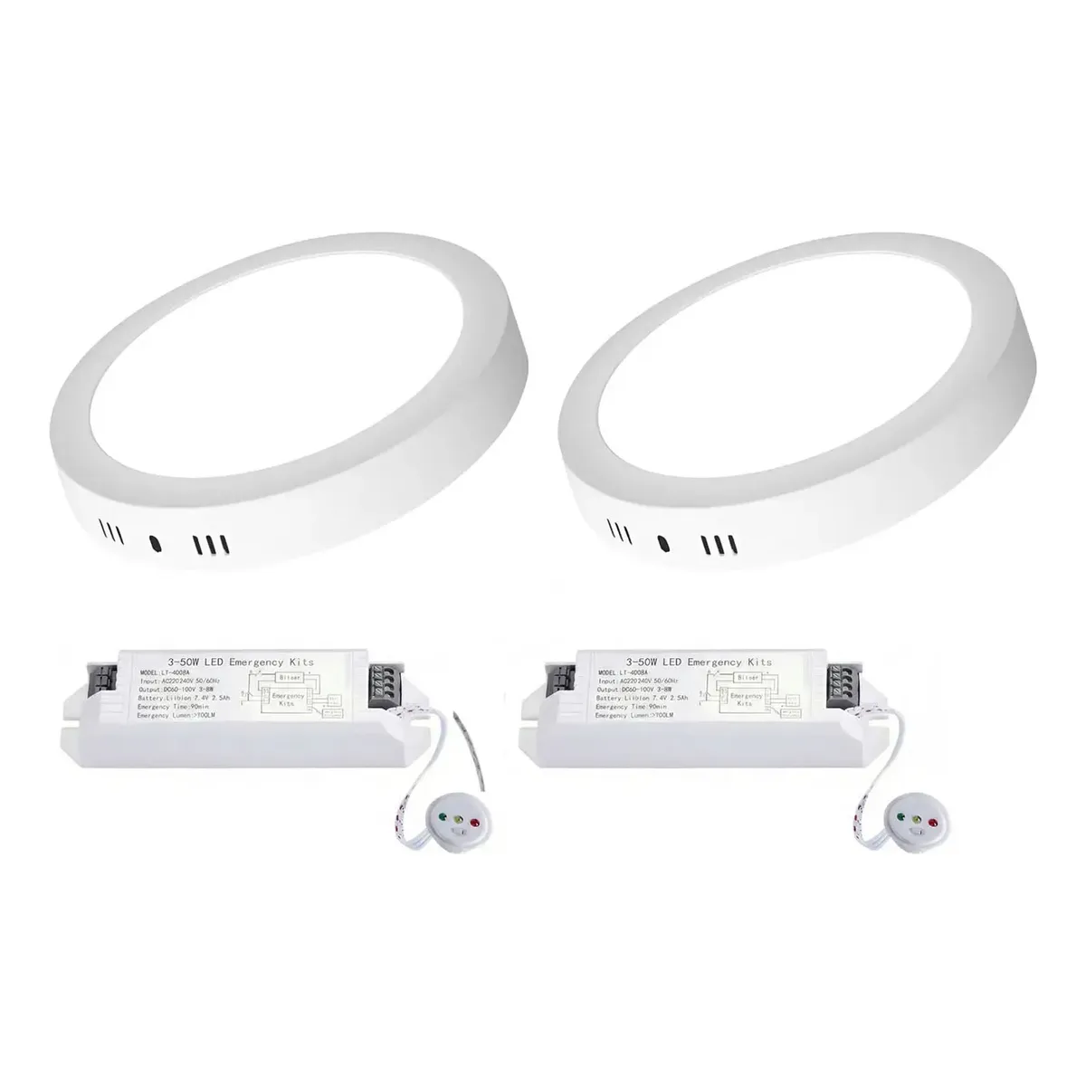 Pack 2 Panel Sobreponer Luz Neutra Y Kit Emergencia 2 3hrs-0