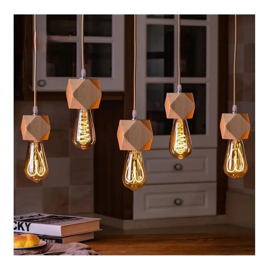 Pack 3 Soquetes Madera 1mt Porta Ampolleta E27-3