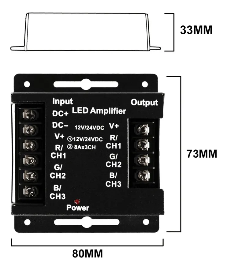 Pack 2 Amplificadores RGB HS Compact 12 24V 3x120W Metal Negro-2