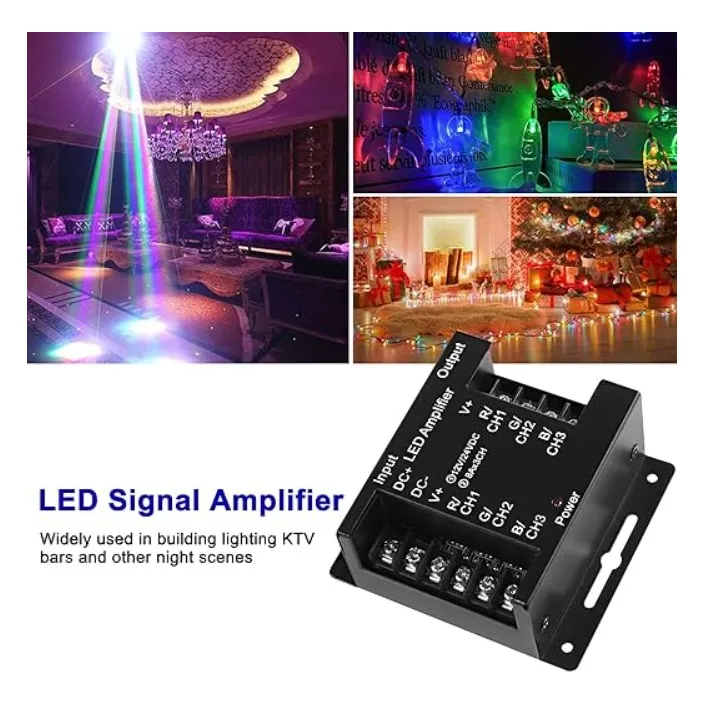 Pack 2 Amplificadores RGB HS Compact 12 24V 3x120W Metal Negro-6