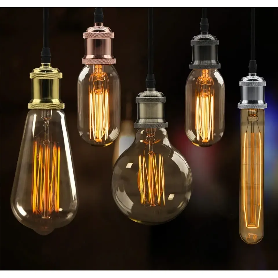10 Soquetes Plateados Porta Ampolleta E27 Con Cable 1mt-4