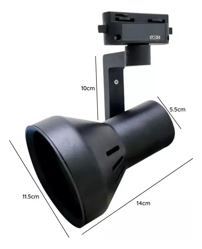 Lampara Riel 3 Focos Par30 Luz Fria Ampolleta 15W Riel 1mt Negro-2