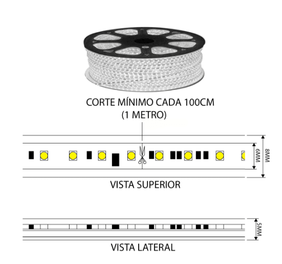 Cinta Led Delgada 220v Blanco Frio con Adaptador-3