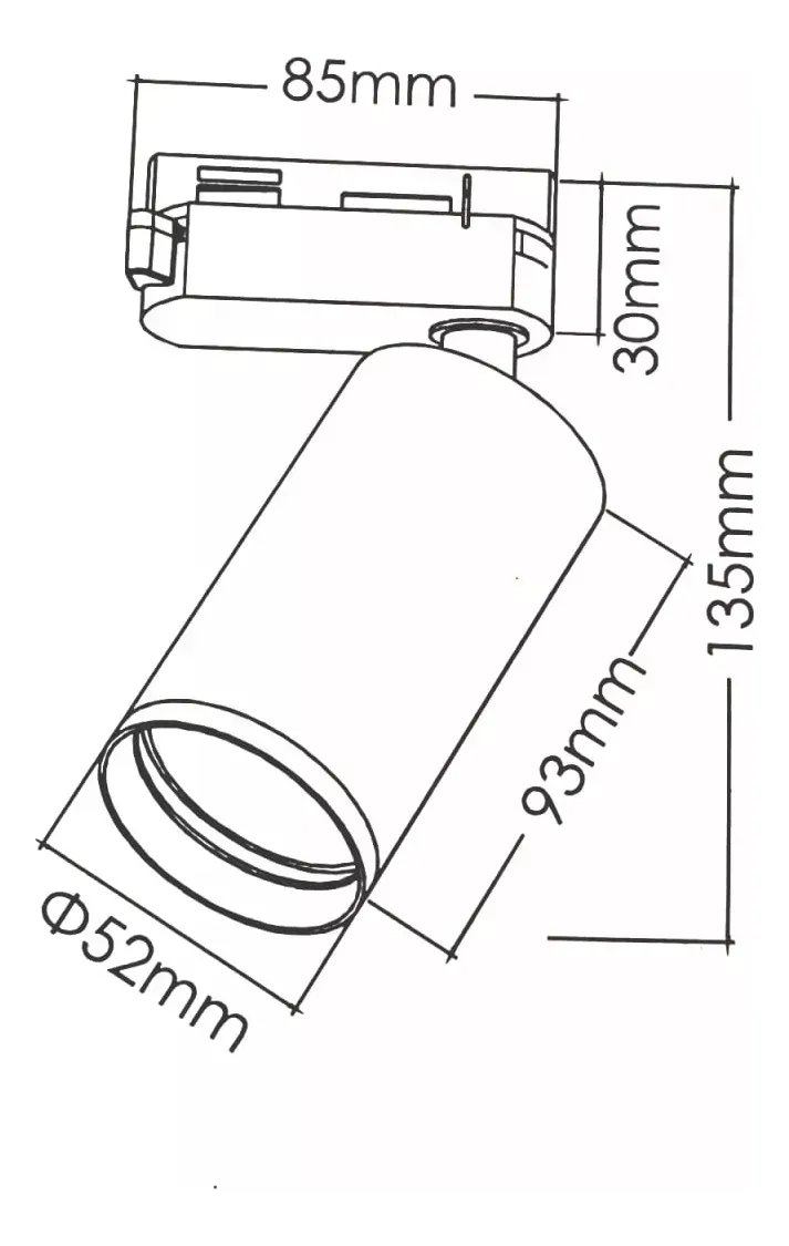 Riel Monofasico 50cm Blanco Con 3 Focos Luz Calida-2