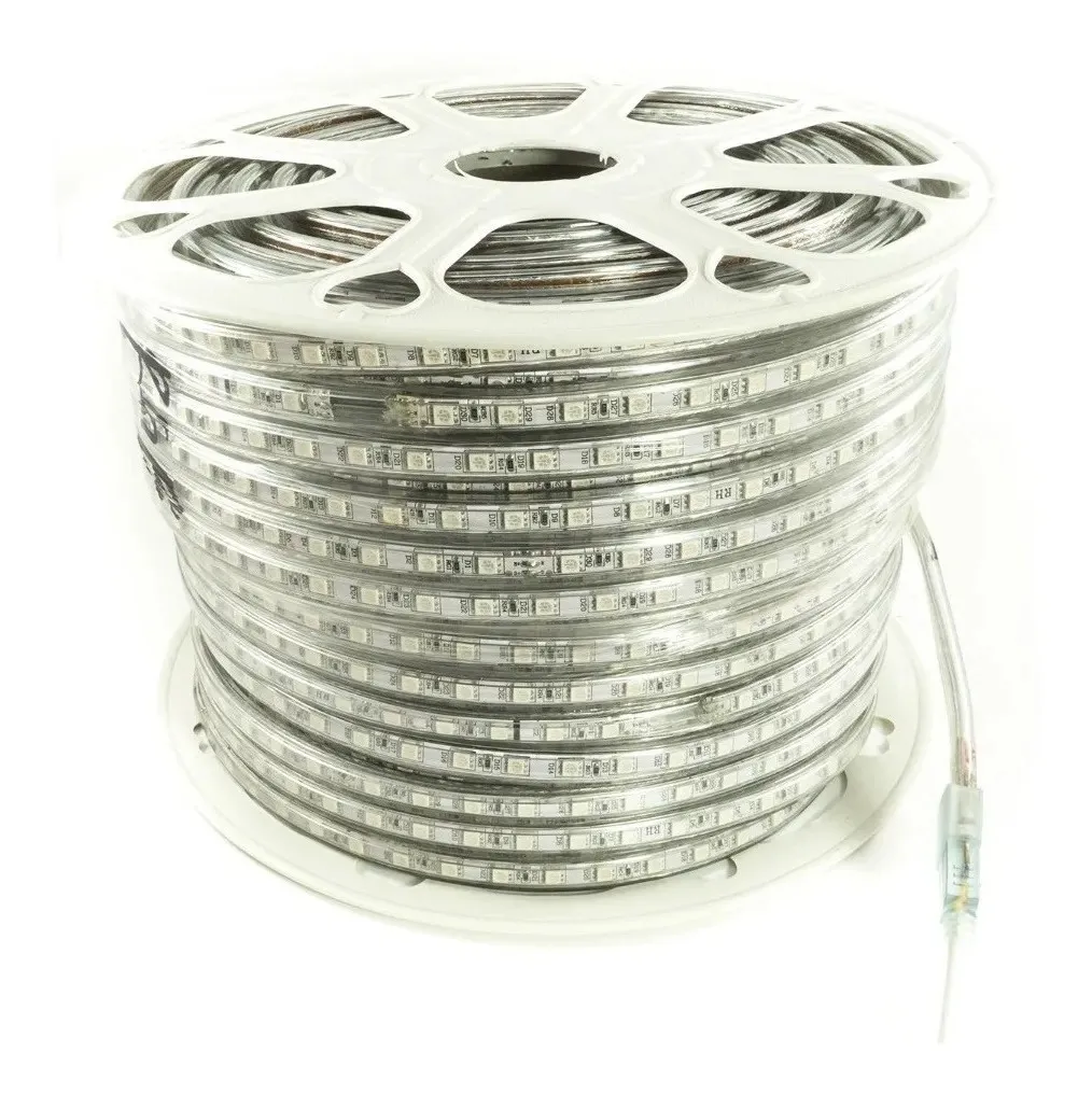 Cinta Led 220V Simple Luz Calida 100mts Con Adaptador-5