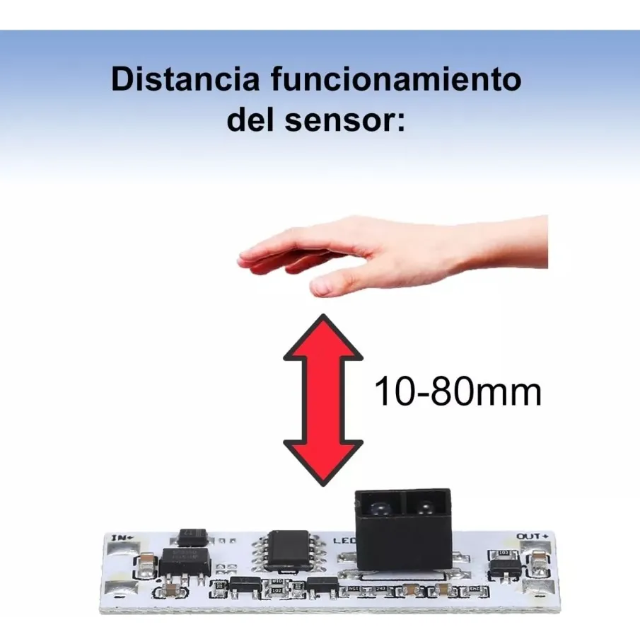 Pack 6 Sensores de Movimiento Mano Placa Mini 12v-3