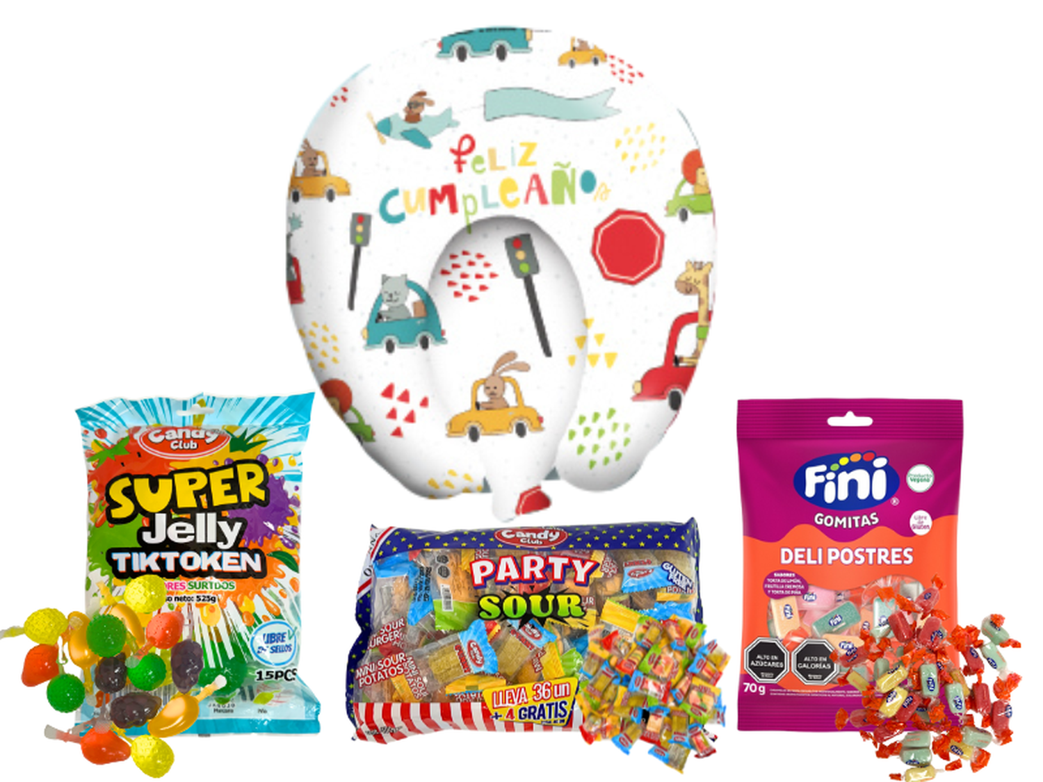 Piñata Inflable Autos Blanco + Dulces Virales-0