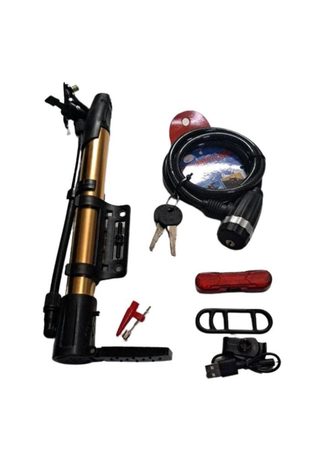 Set Para Bicicleta Bombín + Luz Trasera + Candado-5