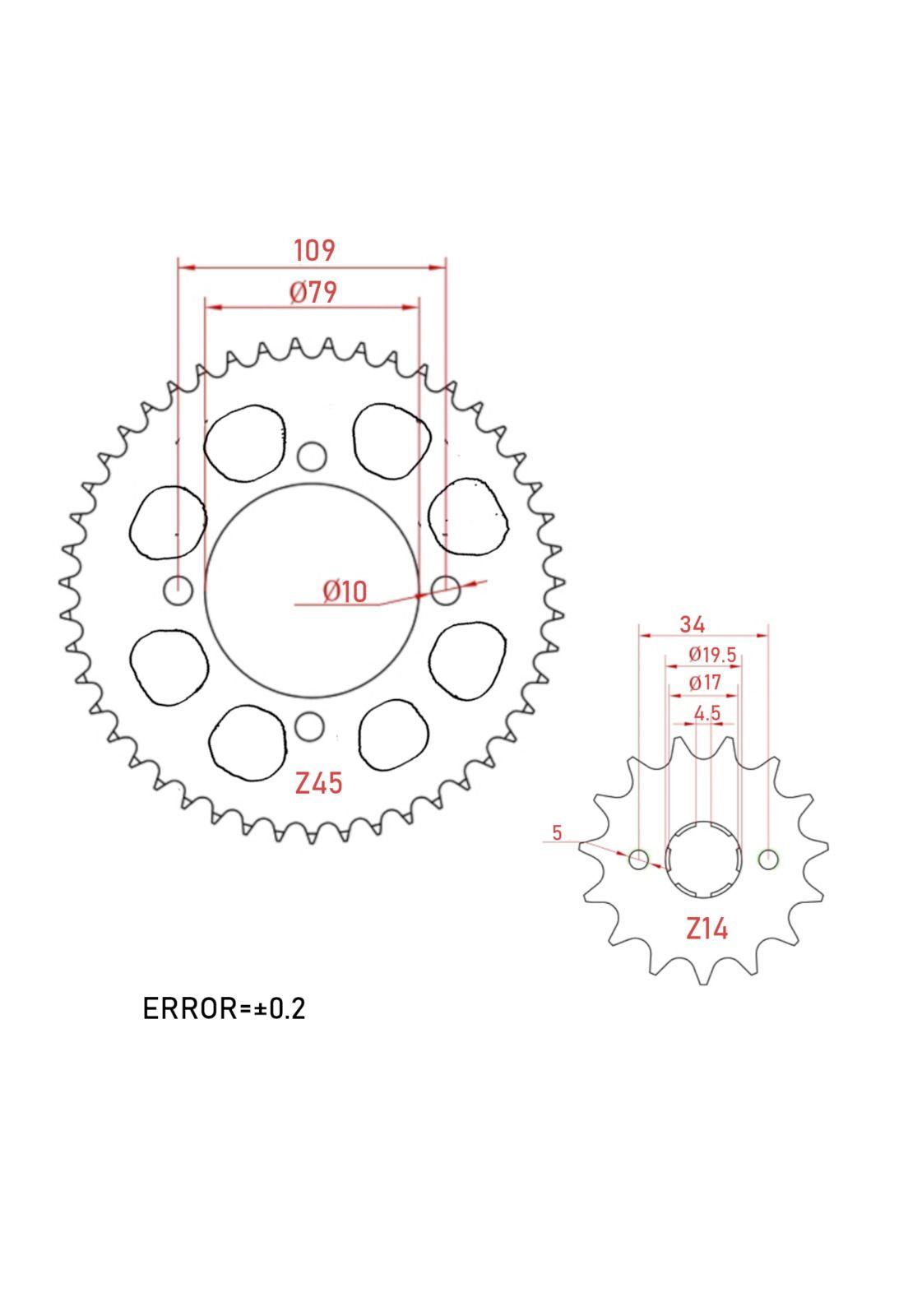 Kit Transmision CB190 428H X 132L 45T 14T Dorada Hyper Series JAP NP-4