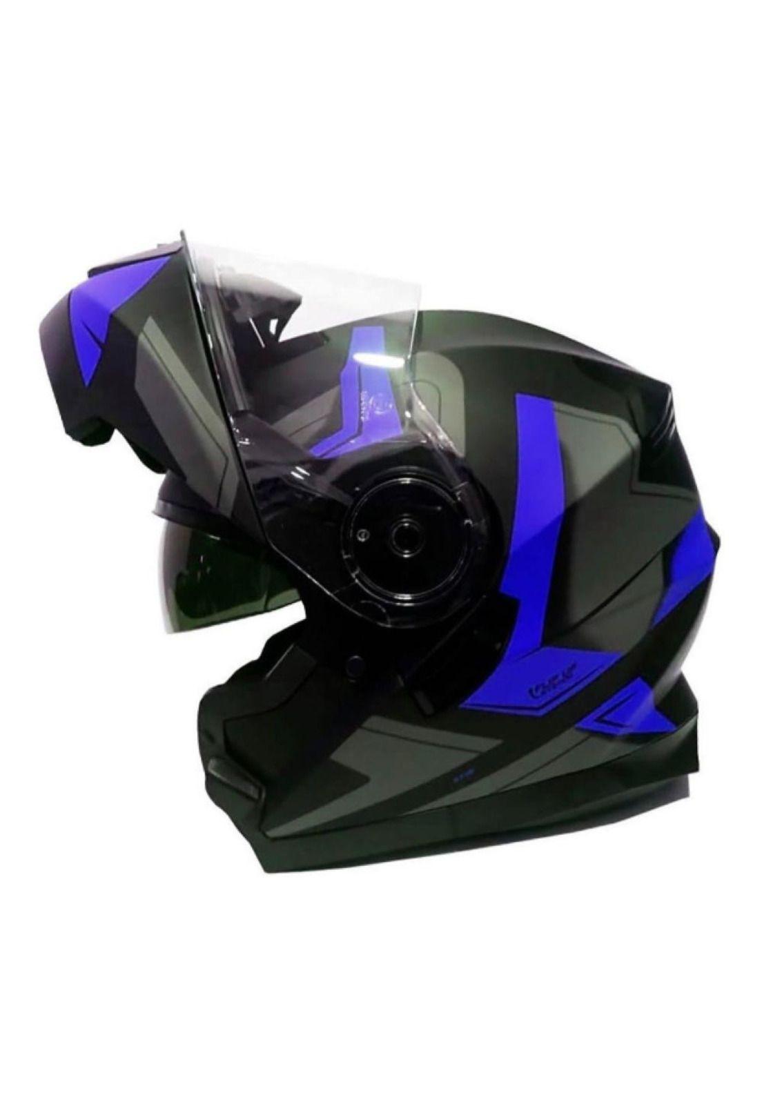 Casco Abatible Moto Ghb 160 Kafir Azul Matte-2