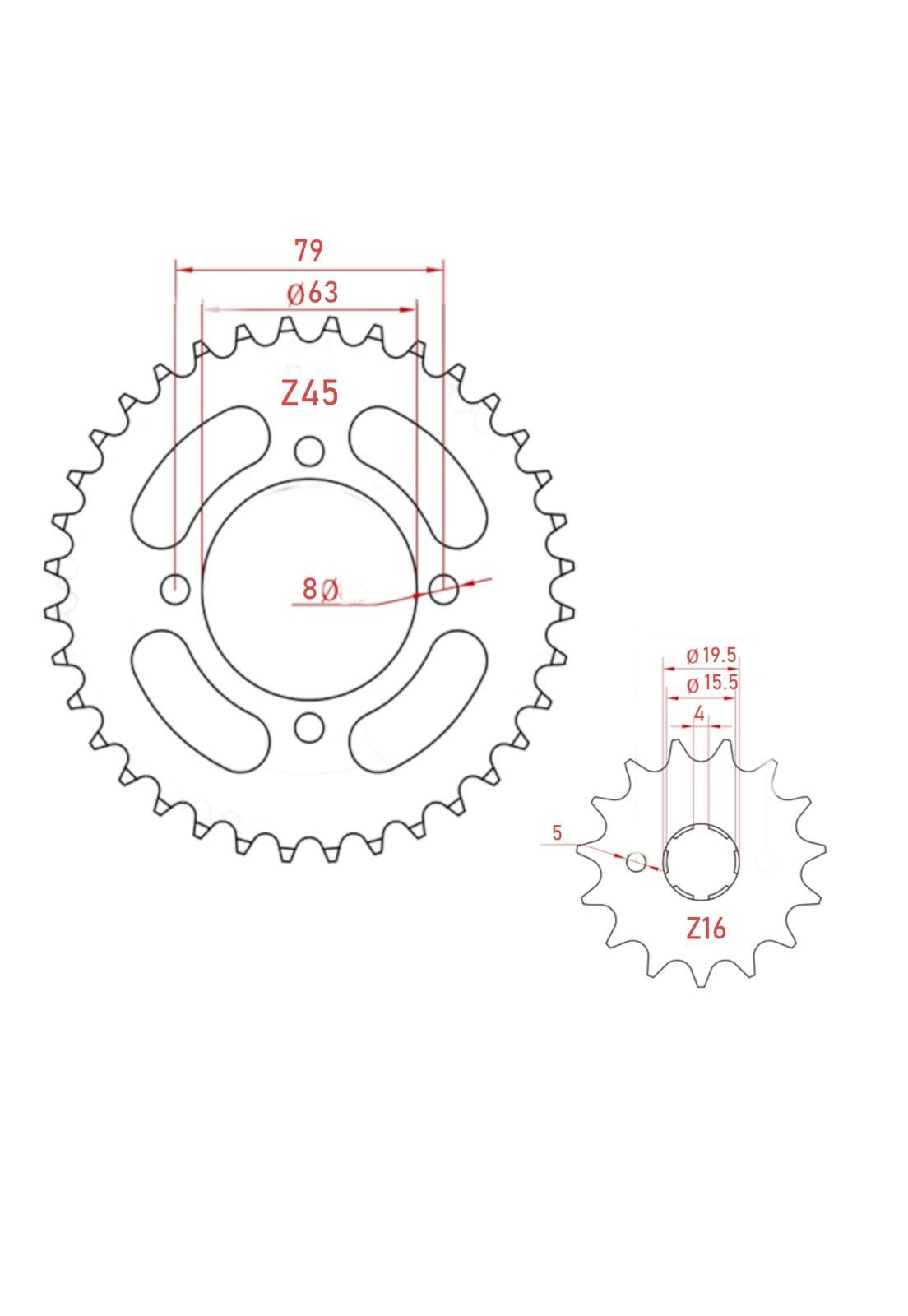 Kit Transmision YBR125 / YBRZ125 428H X 120L 14T 45T JAP NPC-4
