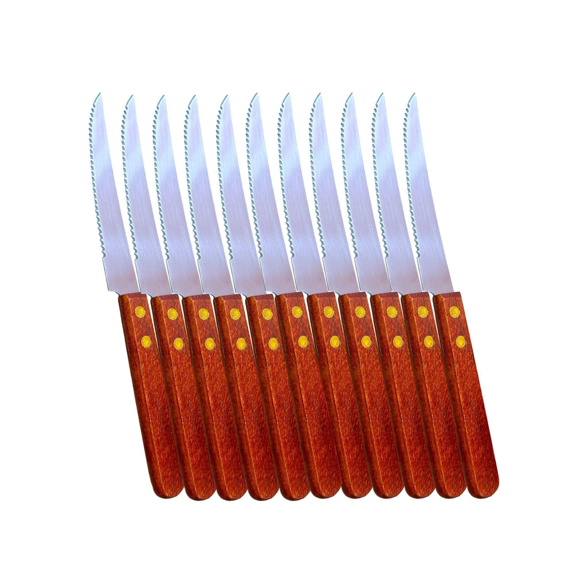 Cuchillo de carne mango de madera set de 12 unidades-2