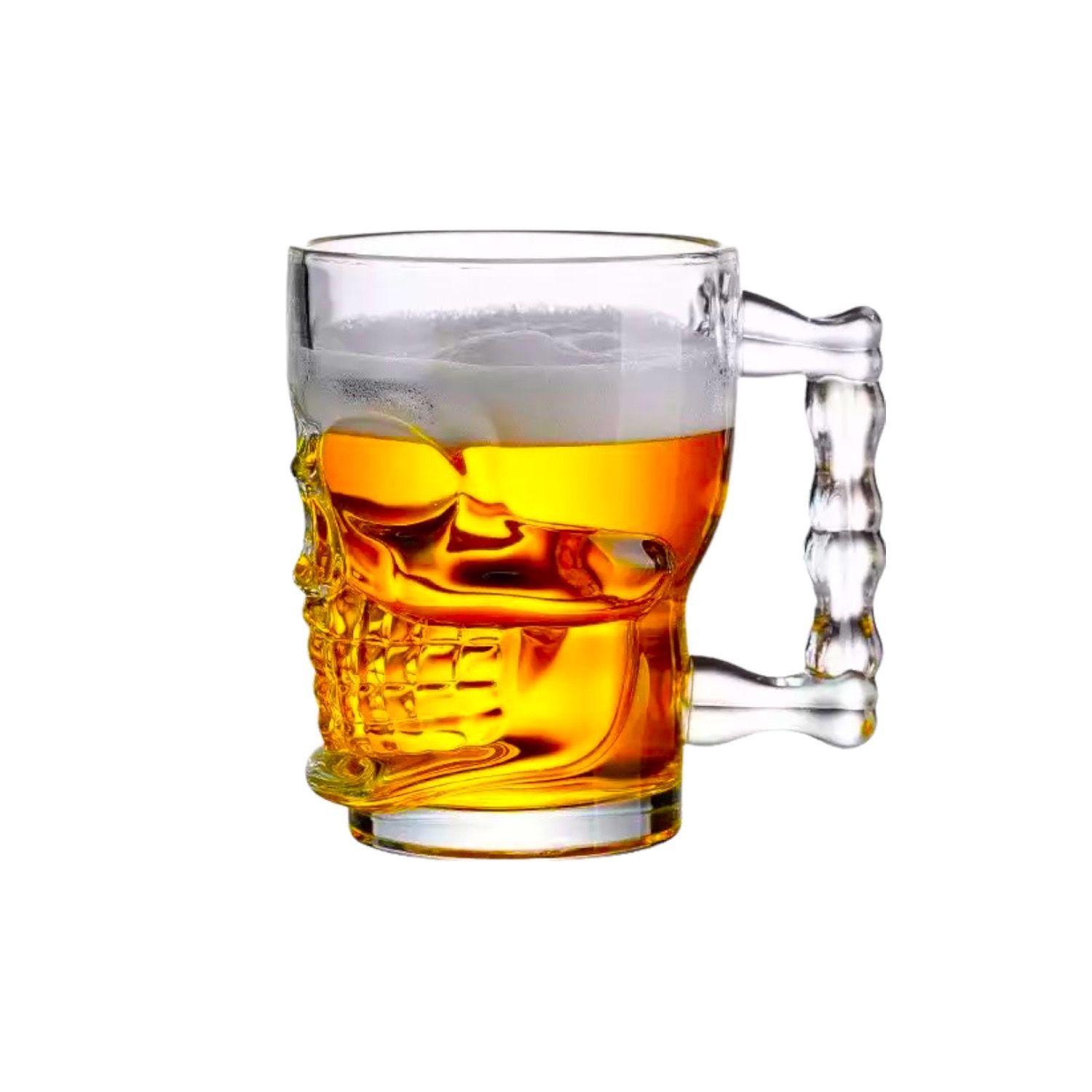 Set de 6 vasos de cerveza calavera tipo shopero-2