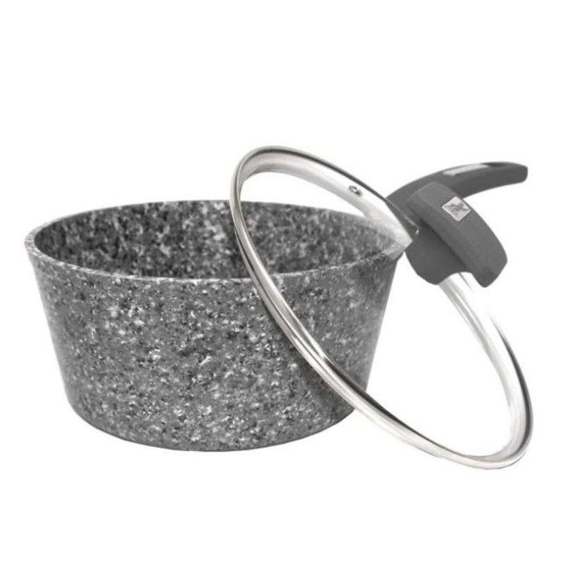 Olla /Con Mango Y Tapa Marmol Gris 20Cm-3