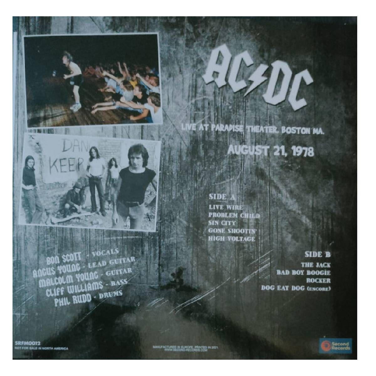 VINILO AC/DC/ LIVE AT PARADISE THEATER BOSTON 1978 (CLEAR VINYL) 1LP-1