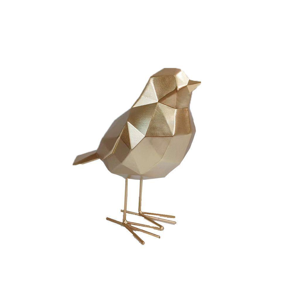 Figura Pájaro Dorado Resina Mirlo Antico Home-0
