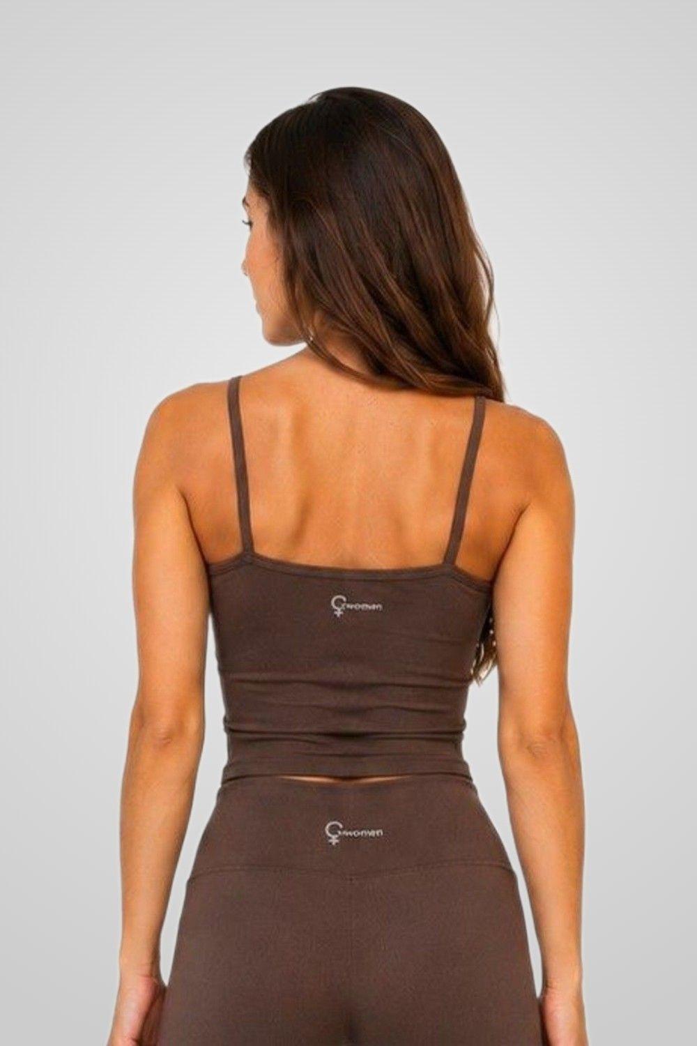 Peto Top Deportivo Mujer Largo Flow Copas Removibles Gym Yoga Mokka 4Women-1