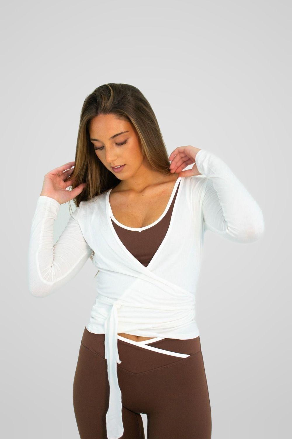 Polera Mujer Pilates Yoga Ballet Wrap Blanca 4Women-2