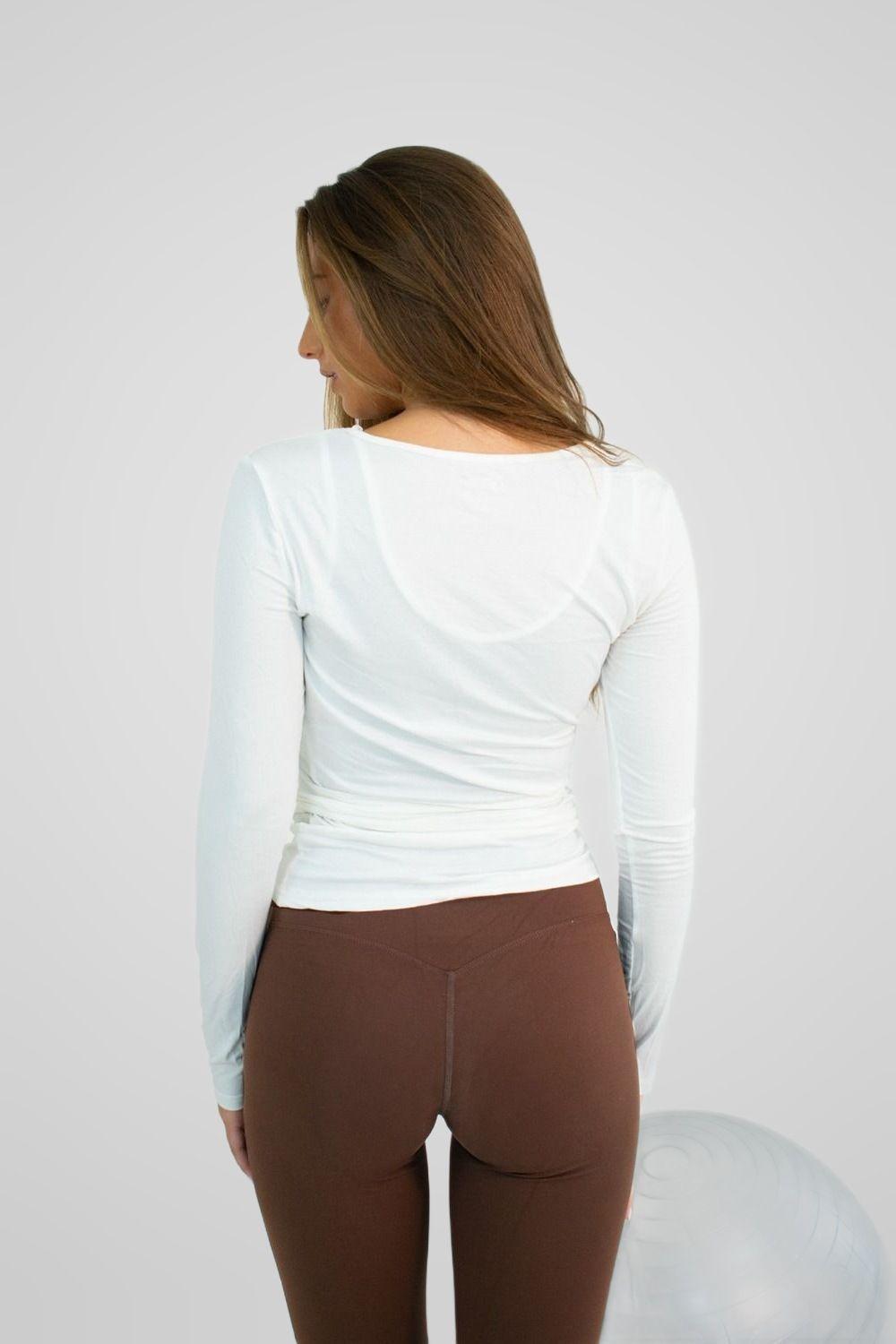 Polera Mujer Pilates Yoga Ballet Wrap Blanca 4Women-3