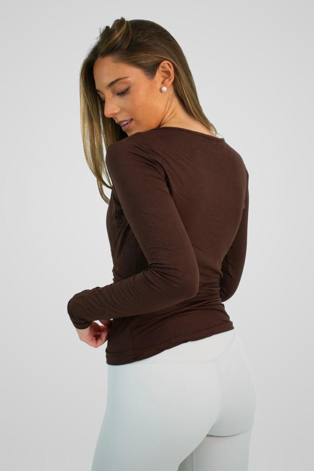 Polera Mujer Pilates Yoga Ballet Wrap Coffee 4Women-1